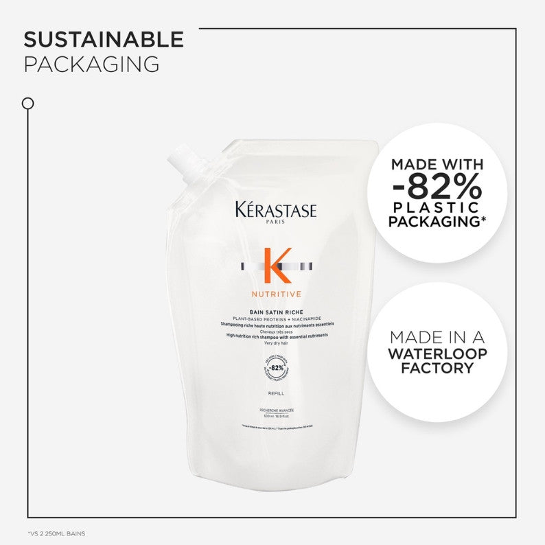Kerastase 500ml Nutritive Bain Satin Riche Shampoo REFILL Pouch