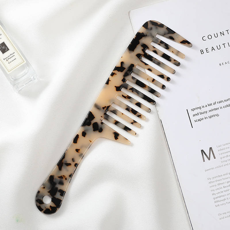 Smooth Glide Detangling Comb with Handle - Light Leopard