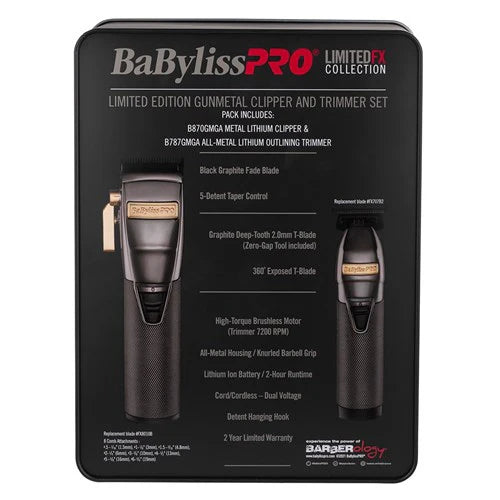 BaBylissPRO  LimitedFX Gunmetal Duo Clipper Trimmer Set