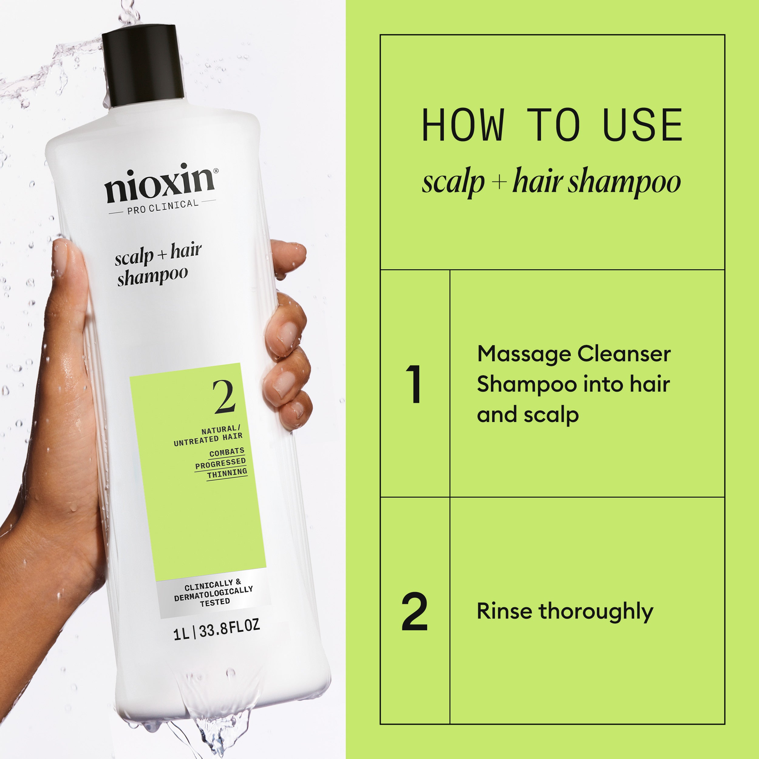 Nioxin System 2 Shampoo 1L - For Natural Hair with Progressed Thinning