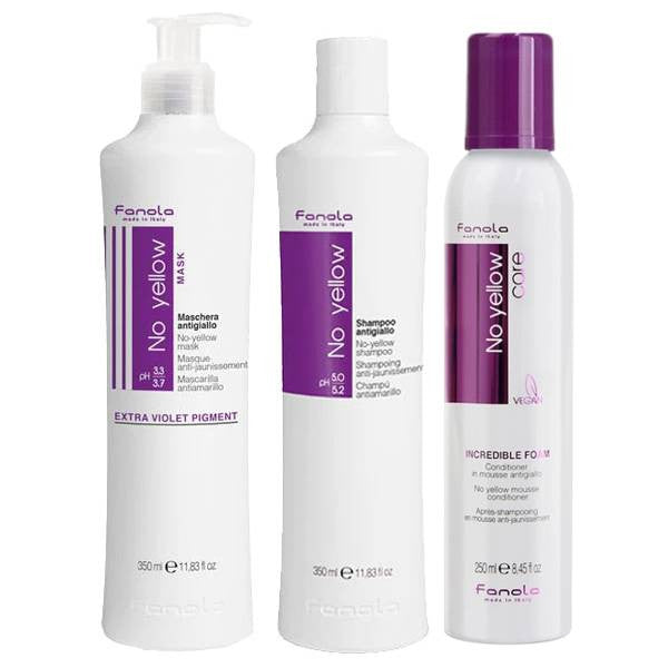 Fanola No Yellow Shampoo, Mask & Incredible Foam Bundle