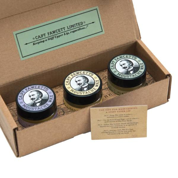 Captain Fawcett Moustache Wax Set (3 x 15ml)