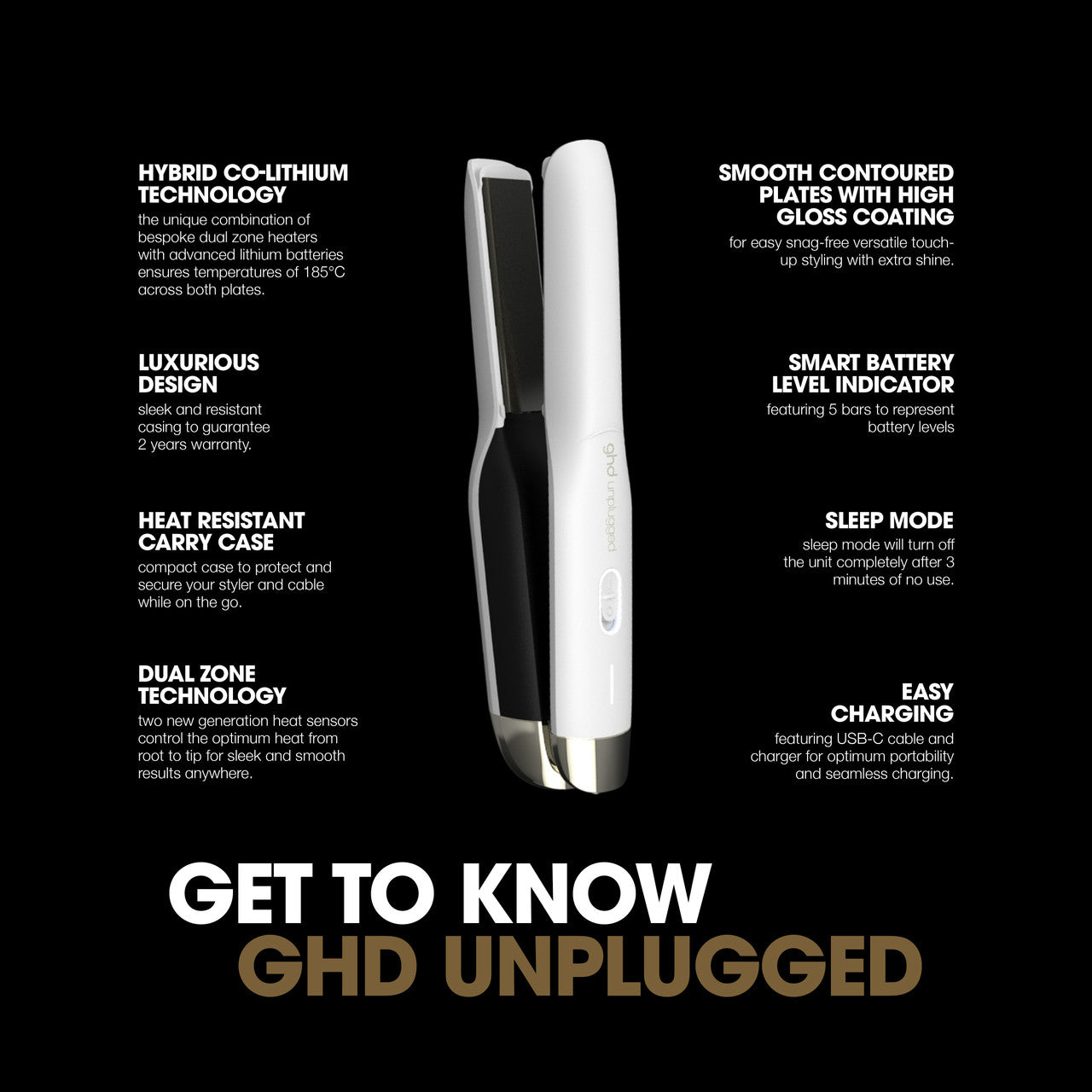 ghd UNPLUGGED Cordless Hair Straightener in Matte White