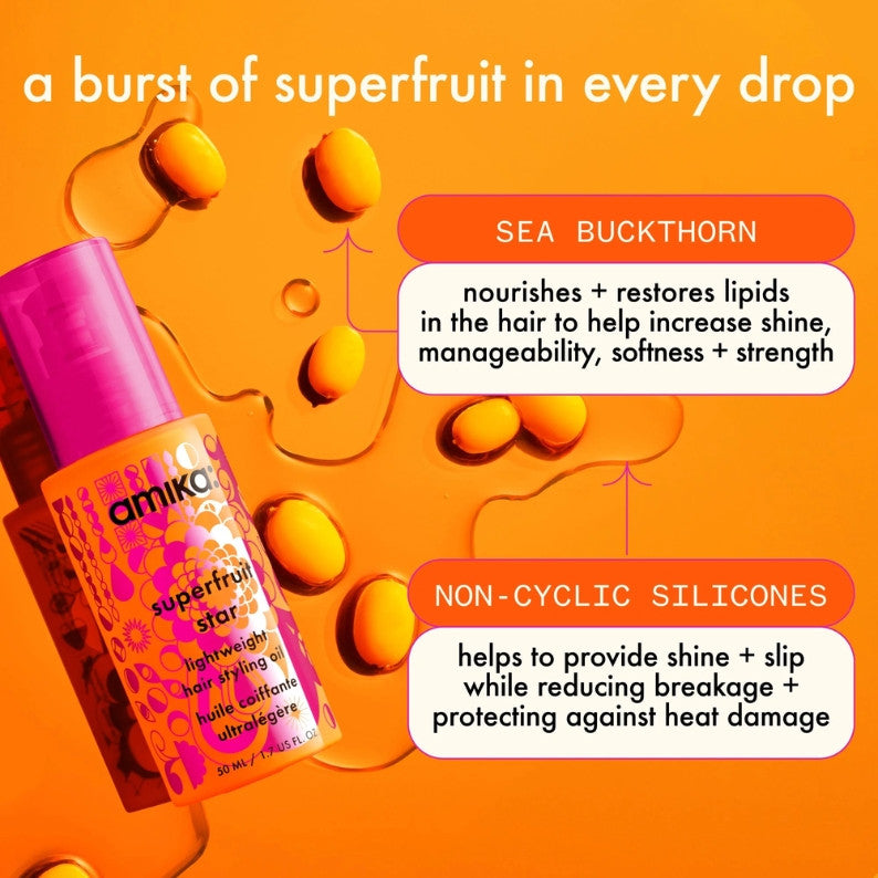Amika Superfruit Star Styling Oil 50ml – Strengthen, Smooth & Protect