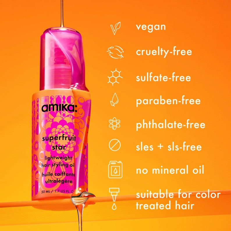 amika Amika Superfruit Star Styling Oil 50ml – Strengthen, Smooth & Protect