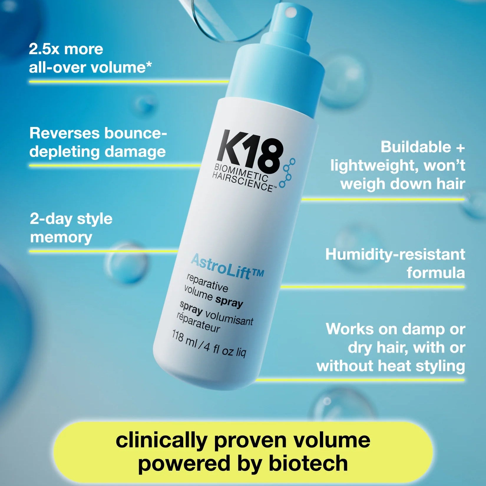 K18 AstroLift Reparative Volume Spray 118ml