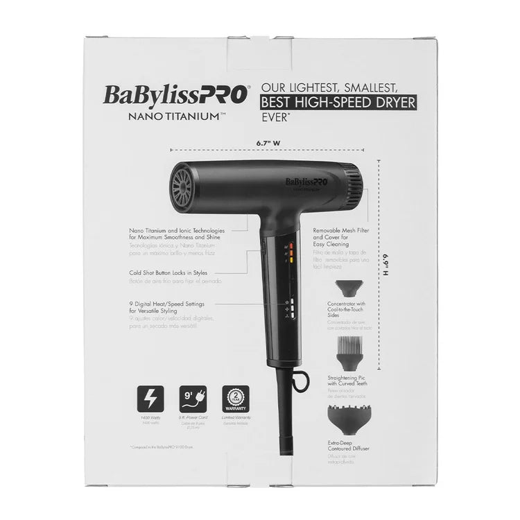 BaBylissPRO Nano Light Ionic Hair Dryer Black