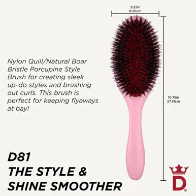 Denman D81M Pastel Pink Style & Shine Brush