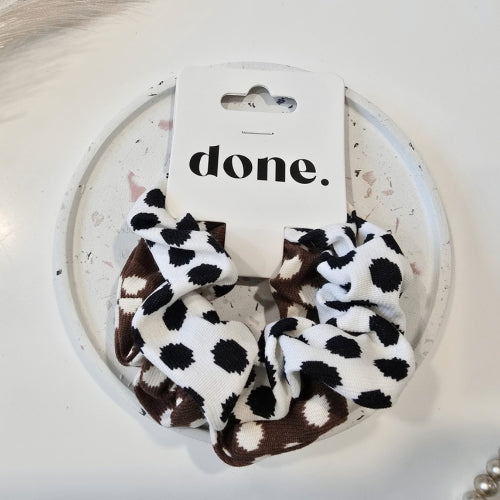 Done Scrunchie Polka Dot 2 Piece - Brown/Cream & White/Black