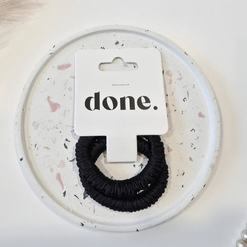 Done Slim Hair Ties 2 Piece Satin Black