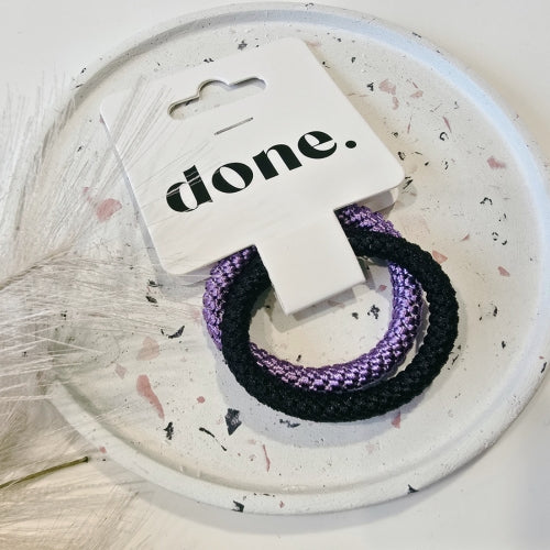Done Textured Hair Ties 2 Piece Purple/Black