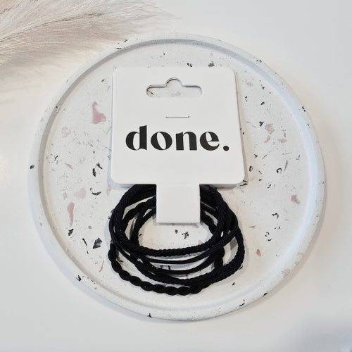 Done Thin Rope Hair Ties 6 Piece Black