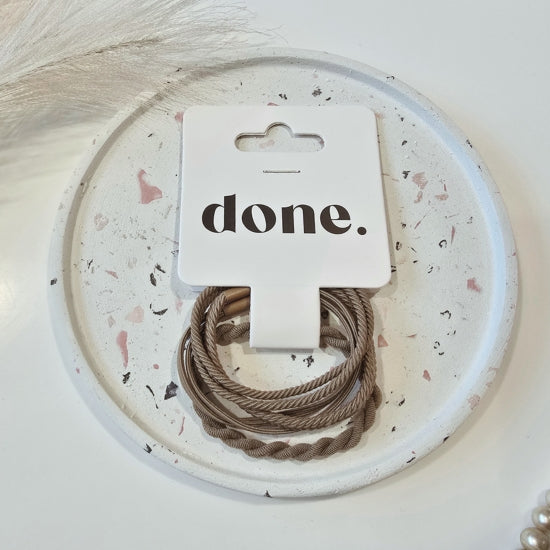 Done Thin Rope Hair Ties 6 Piece Brown