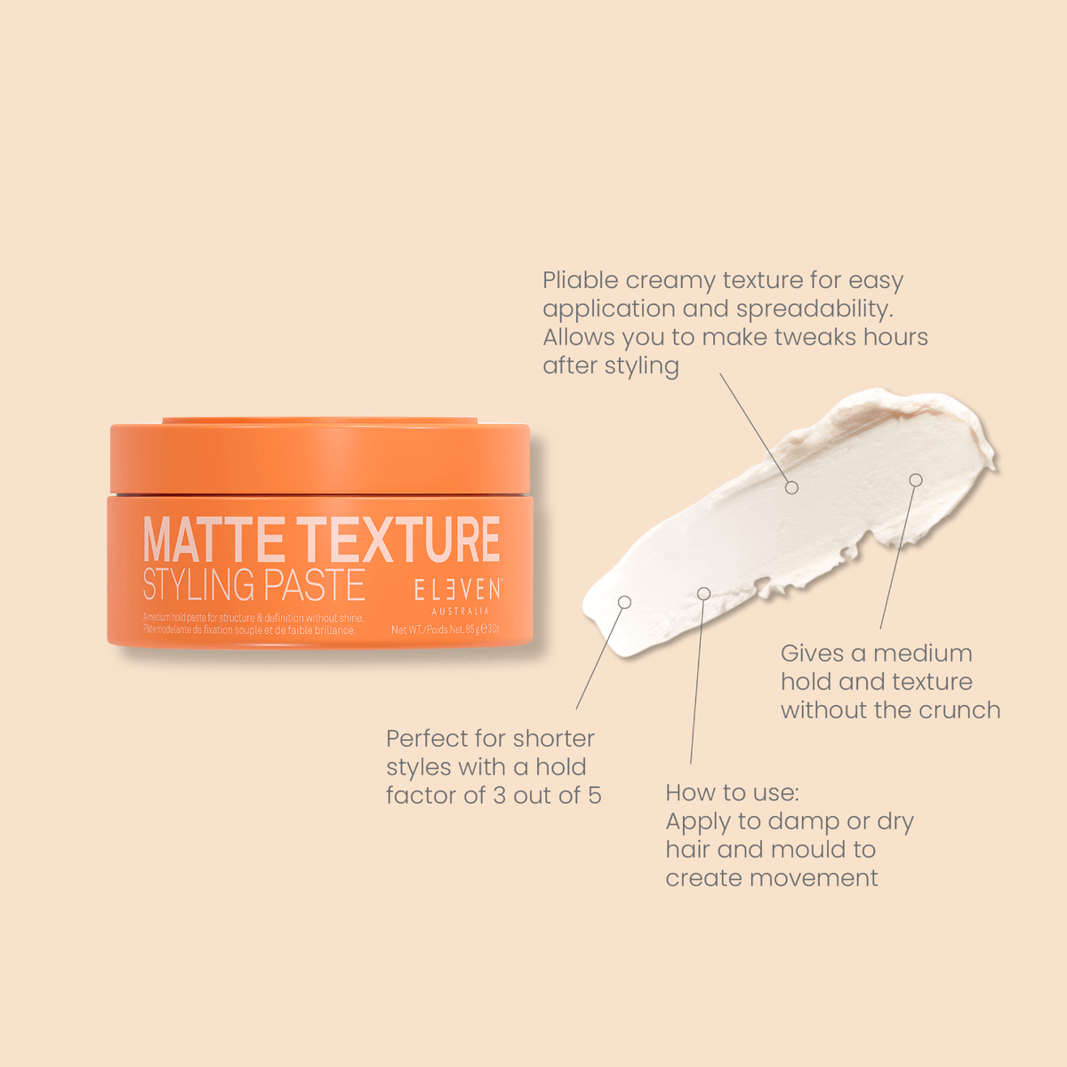 Eleven Australia Matte Texture Styling Paste 85g