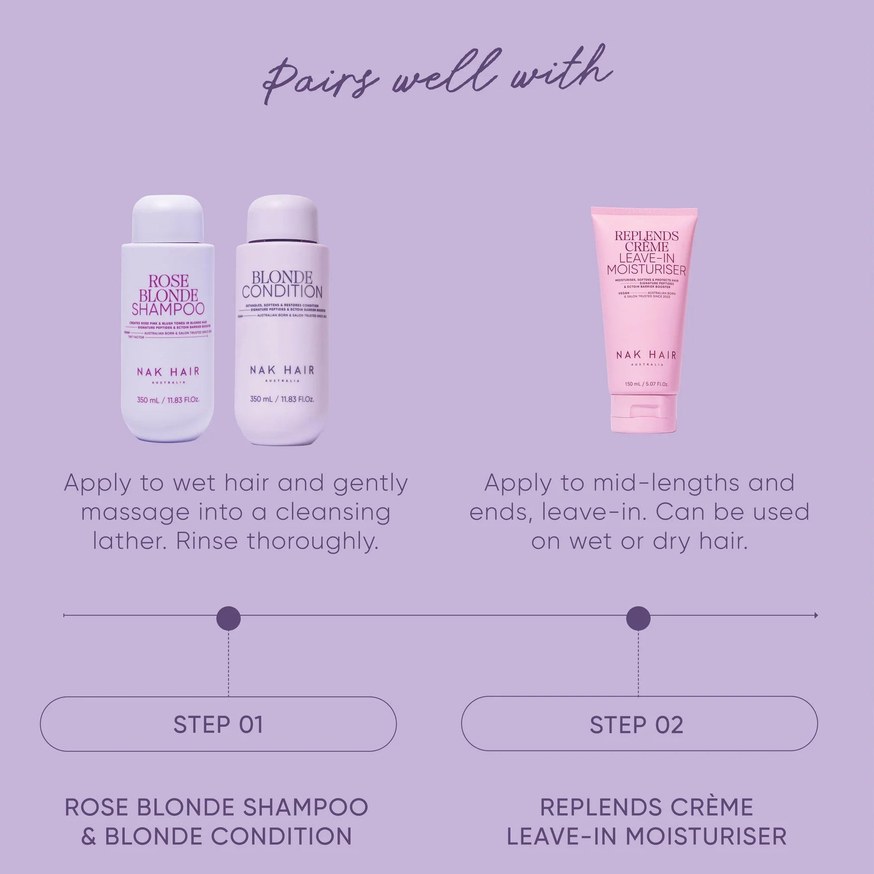 NAK Hair ROSE BLONDE 350ml Bundle
