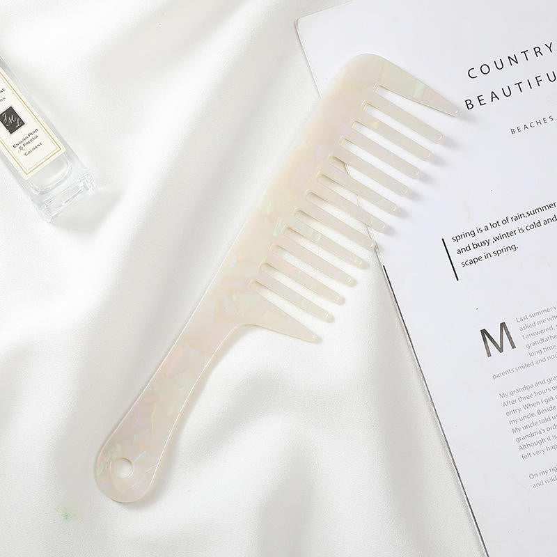 Smooth Glide Detangling Comb with Handle - Shell White