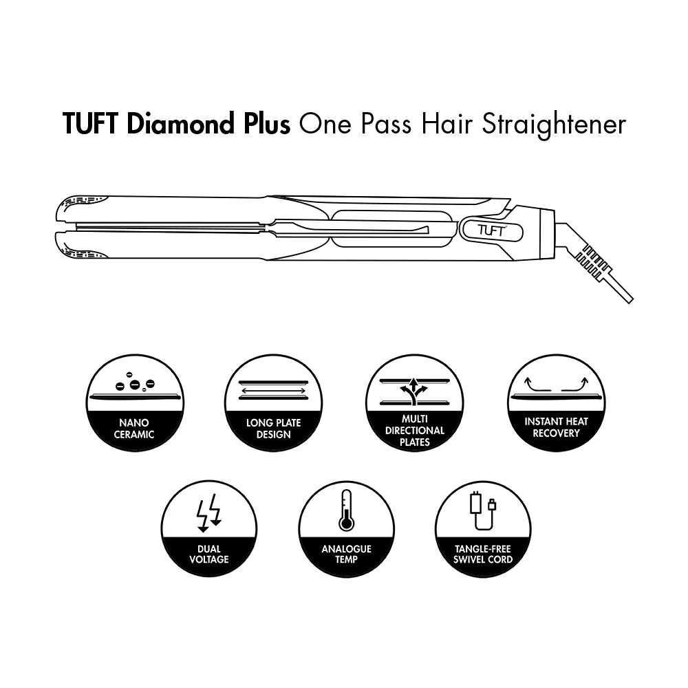 TUFT Diamond Plus 2inch Hair Straightener 200W 6609 Black