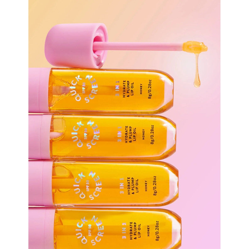 The Quick Screen SPF50 3 in 1 Hydrate & Plump Honey Lip Oil