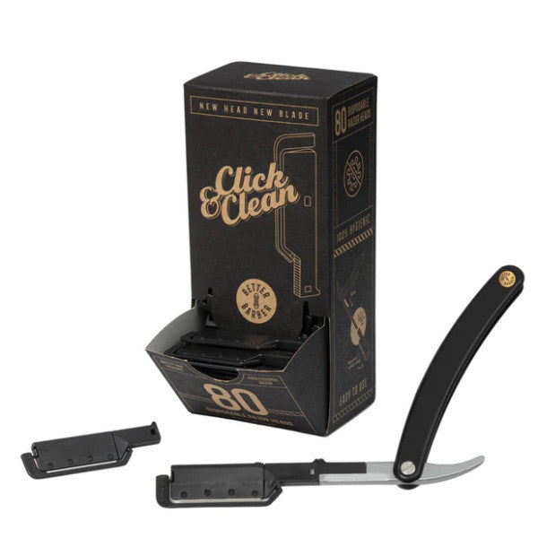 Better Barber Click & Clean Disposable Head Razor Starter Kit - BLACK