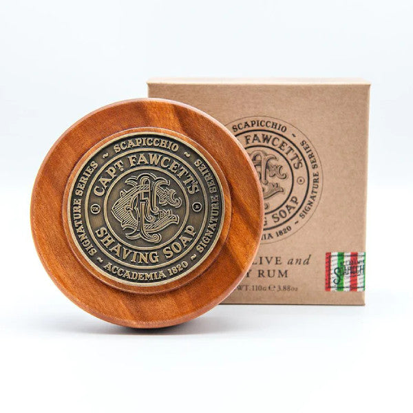 Captain Fawcett Scapicchio's Fig Olive and Bay Rum Shaving Soap 110g (Wooden Bowl)