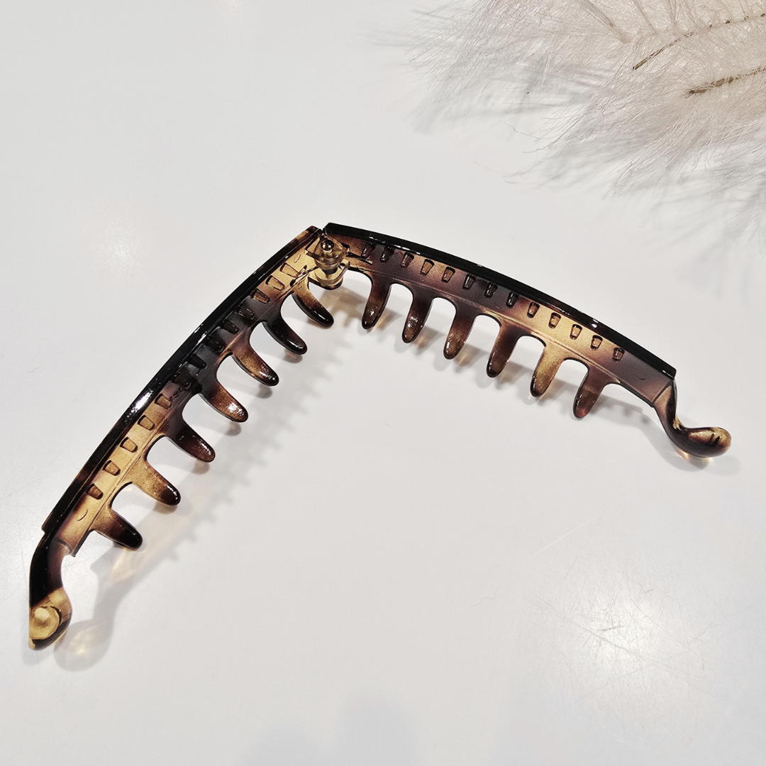 Done Sleek Hold Banana Clip 10cms - Brown & Amber