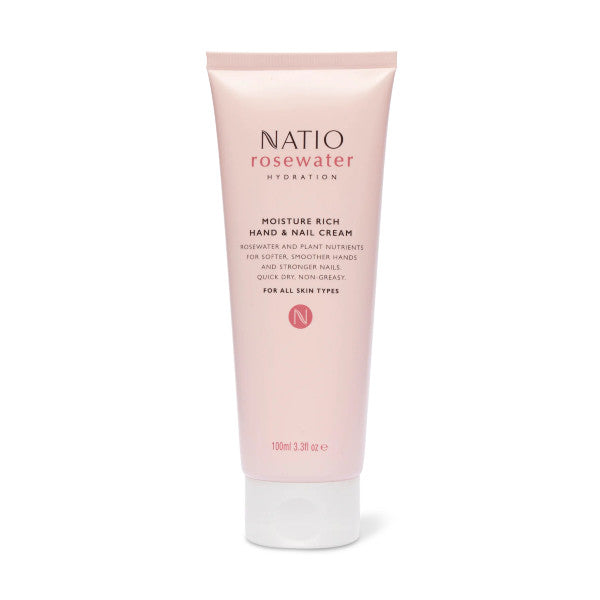 Natio Rosewater Hydration Moisture Rich Hand & Nail Cream 100ml