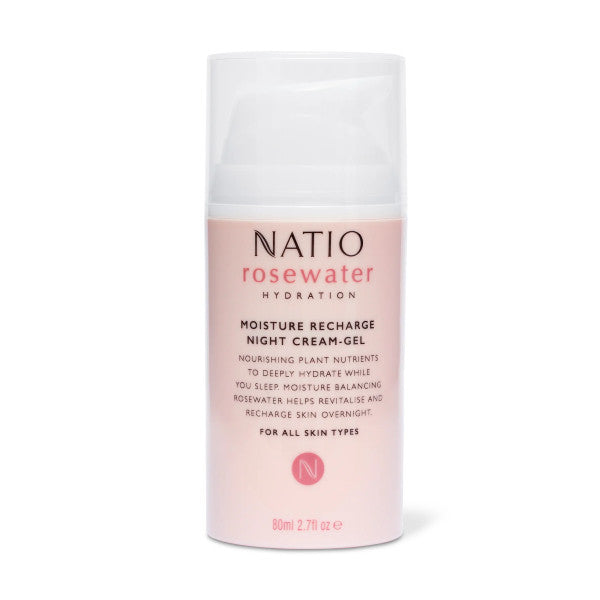 Natio Rosewater Hydration Moisture Recharge Night Cream-Gel 80ml